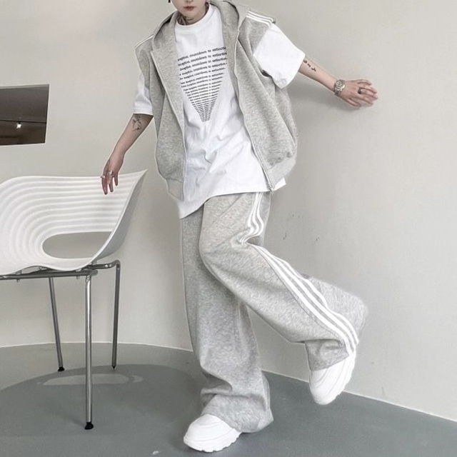 【Men】CASUAL SPORTS HOODED VEST WIDE-LEG PANTS SETUP S-1183