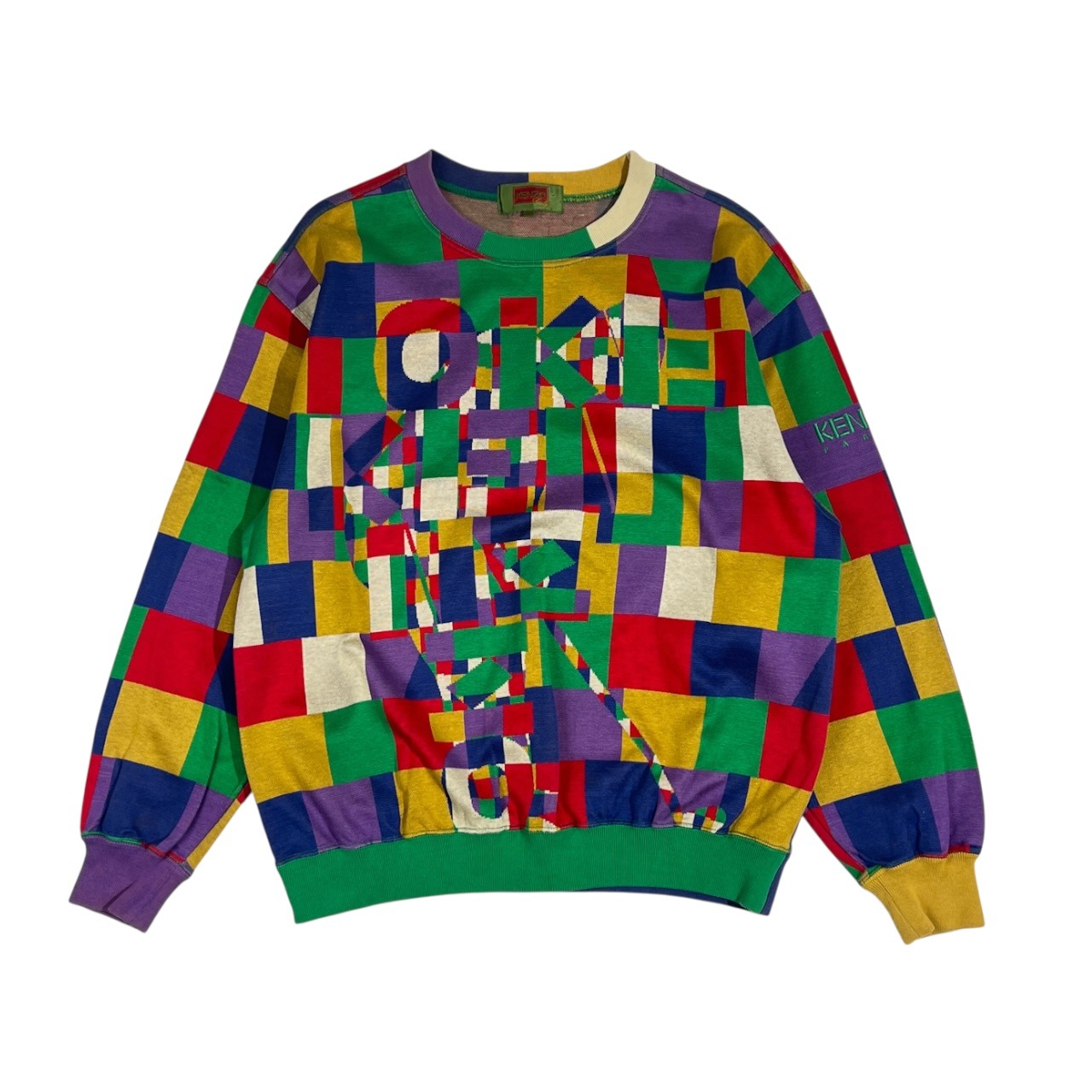 希少 レア KENZO Golf ケンゾー ゴルフ マルチカラー ブロックチェック トレーナー 2/マルチ メンズ ビンテージ