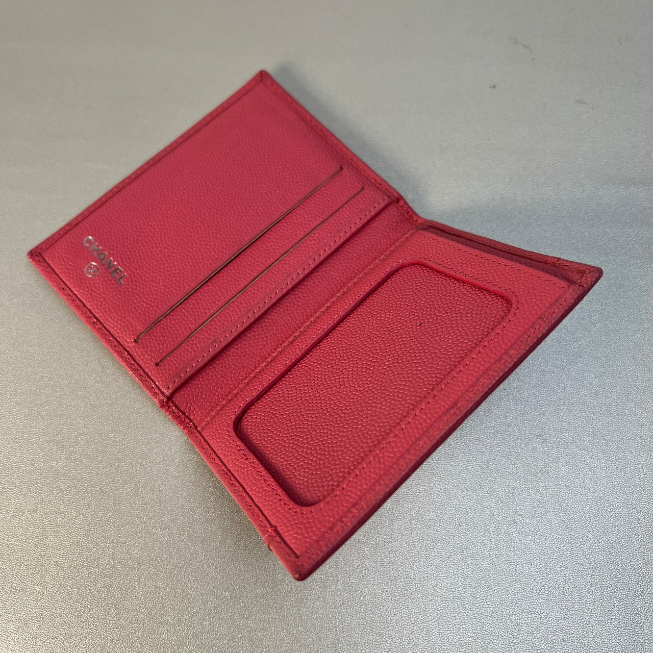 CHANEL シャネル ココマーク  キャビアスキン カードケース ピンク A-10099