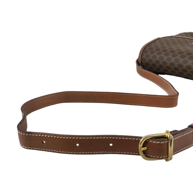 CELINE セリーヌ マカダム ショルダーバッグ ブラウン ホースシュー PVCレザー vintage ヴィンテージ オールド mxtw8i