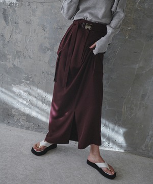 NARROW CARGO SKIRT (BORDEAUX)