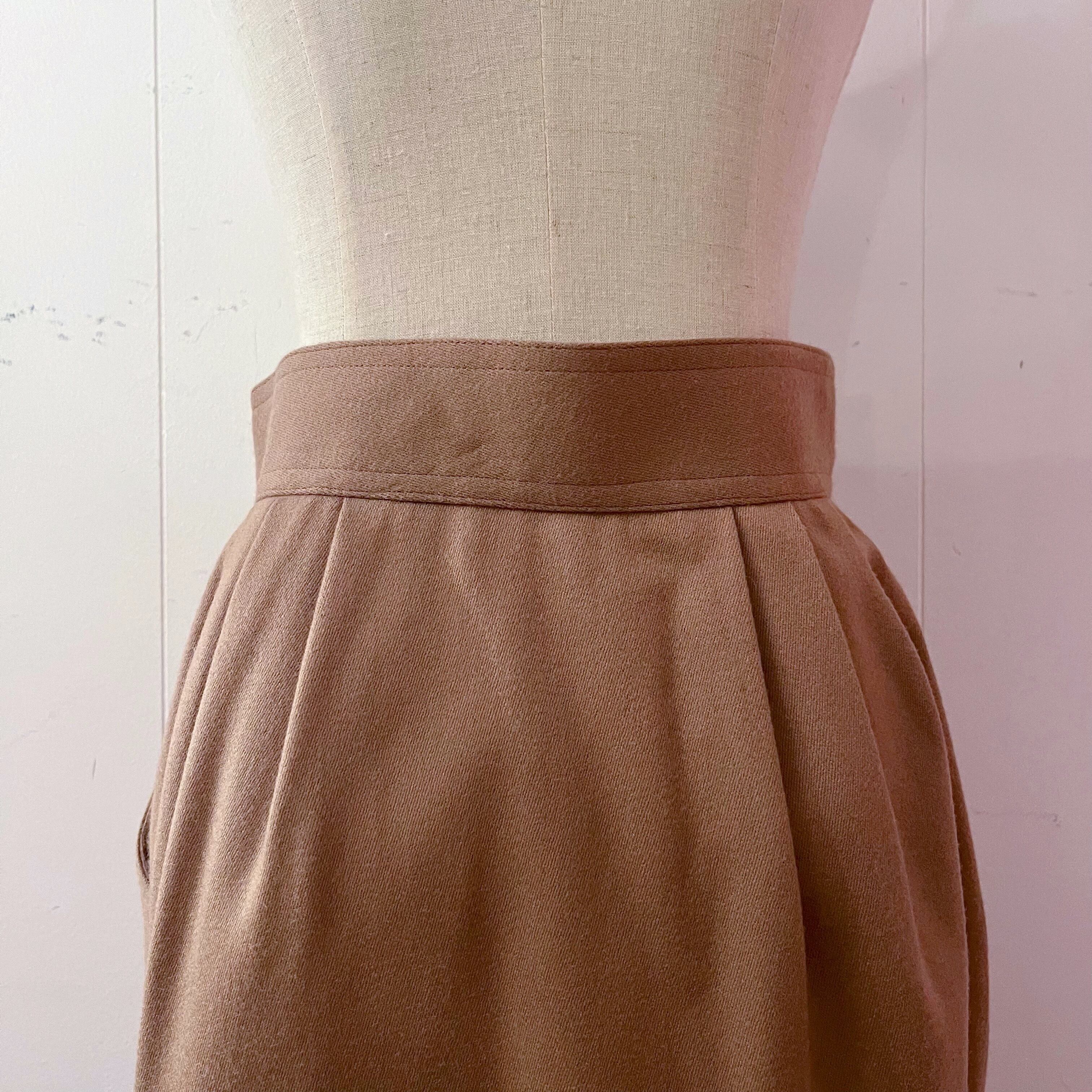 cream beige front button skirt