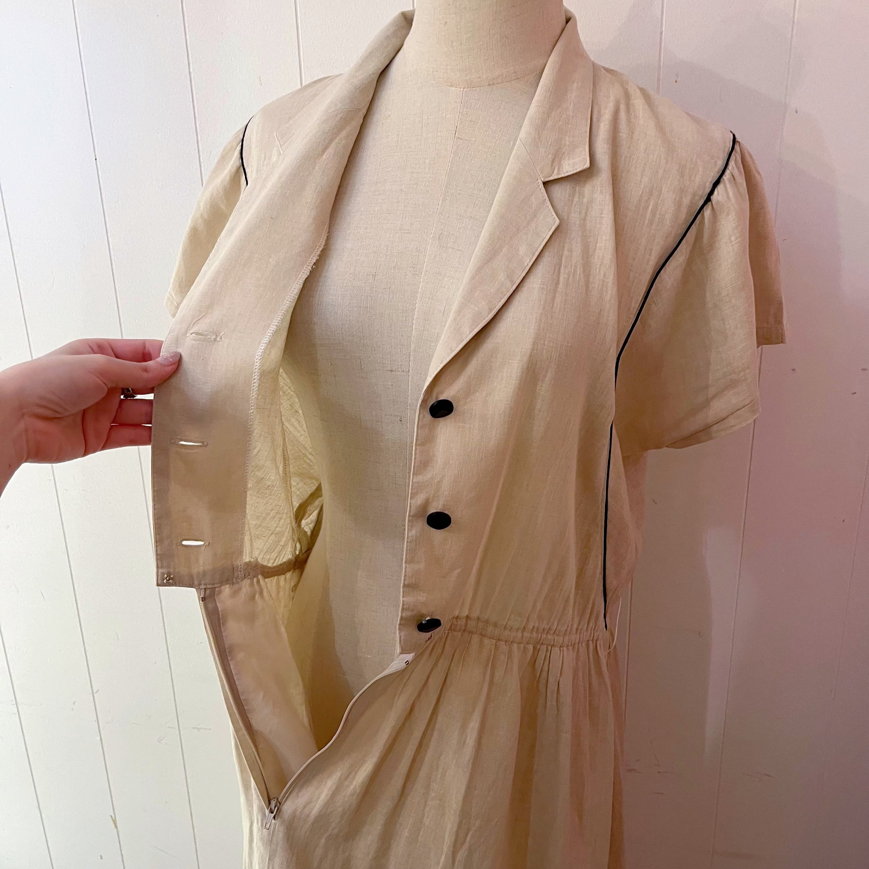beige open collar one-piece