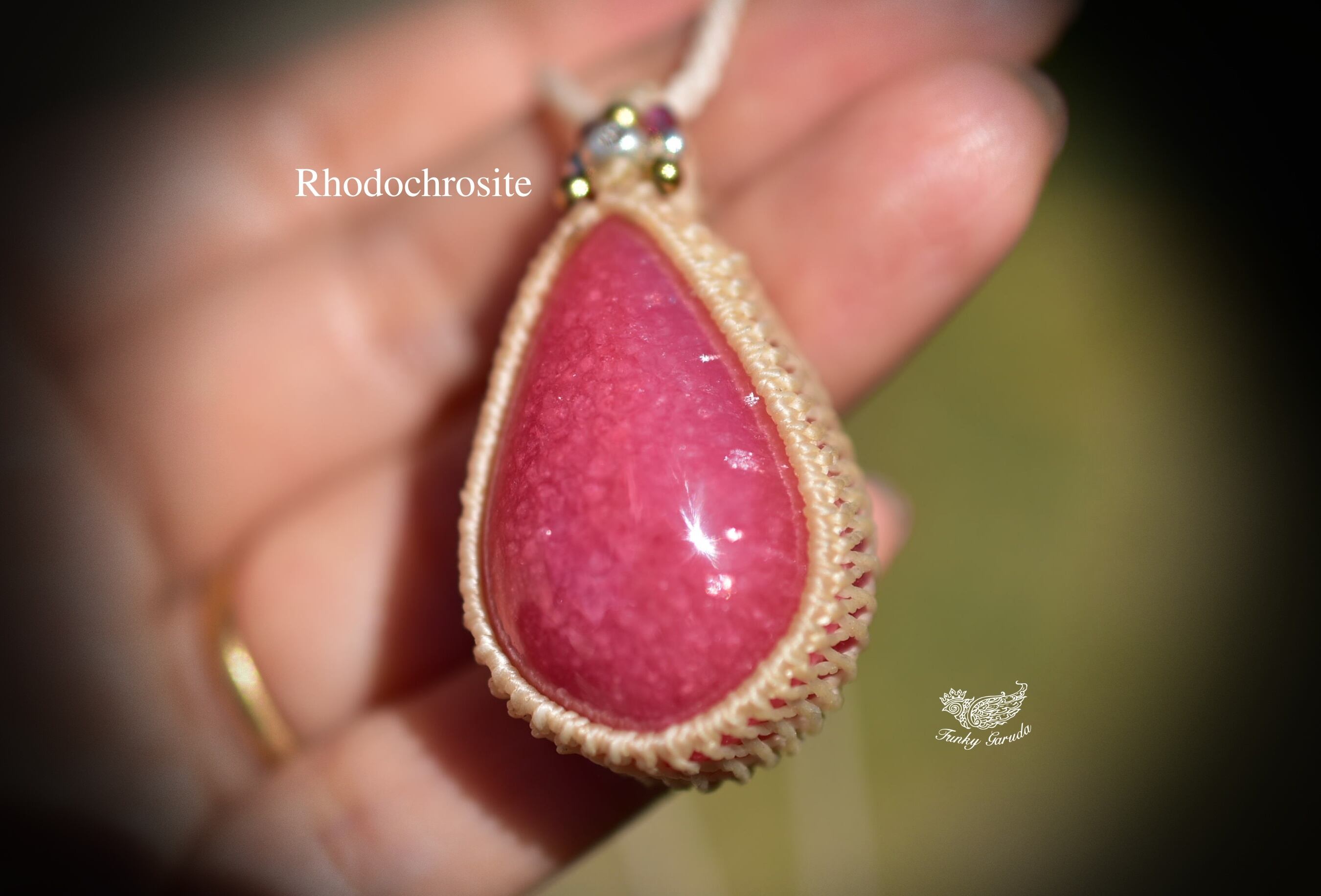 大粒★高品質★ロードクロサイト マクラメペンダント 18