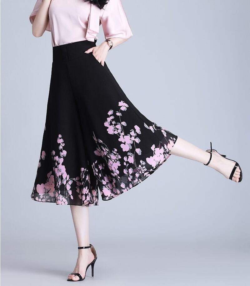 パンツ ワイドパンツ クロップドパンツ 膝下 7分丈 シフォン パンツ ワイドパンツ クロップドパンツ 膝下 7分丈 シフォン