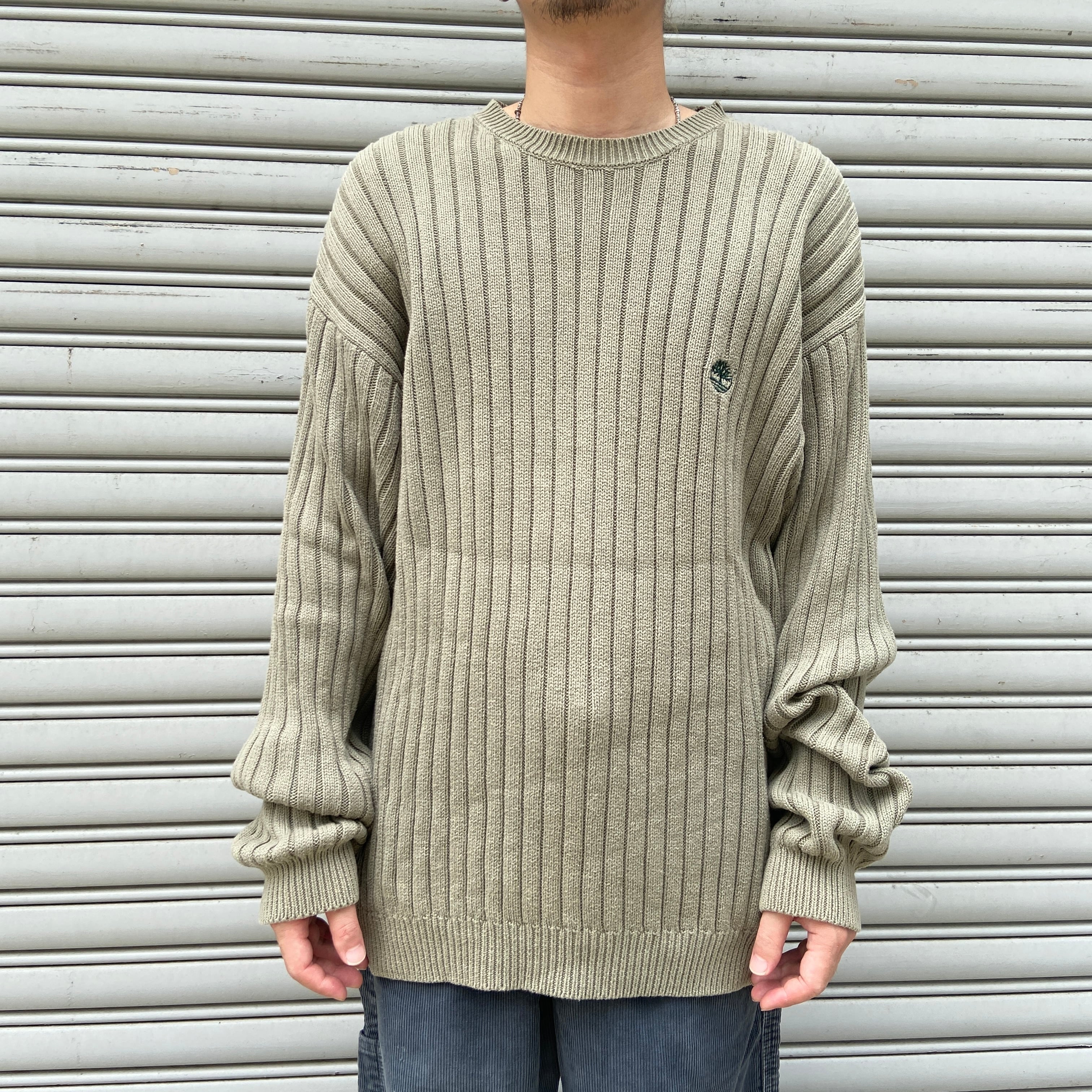 90s Timberland ティンバーランド リブ編みニット カーキ XL 90s Timberland ティンバーランド リブ編みニット カーキ XL