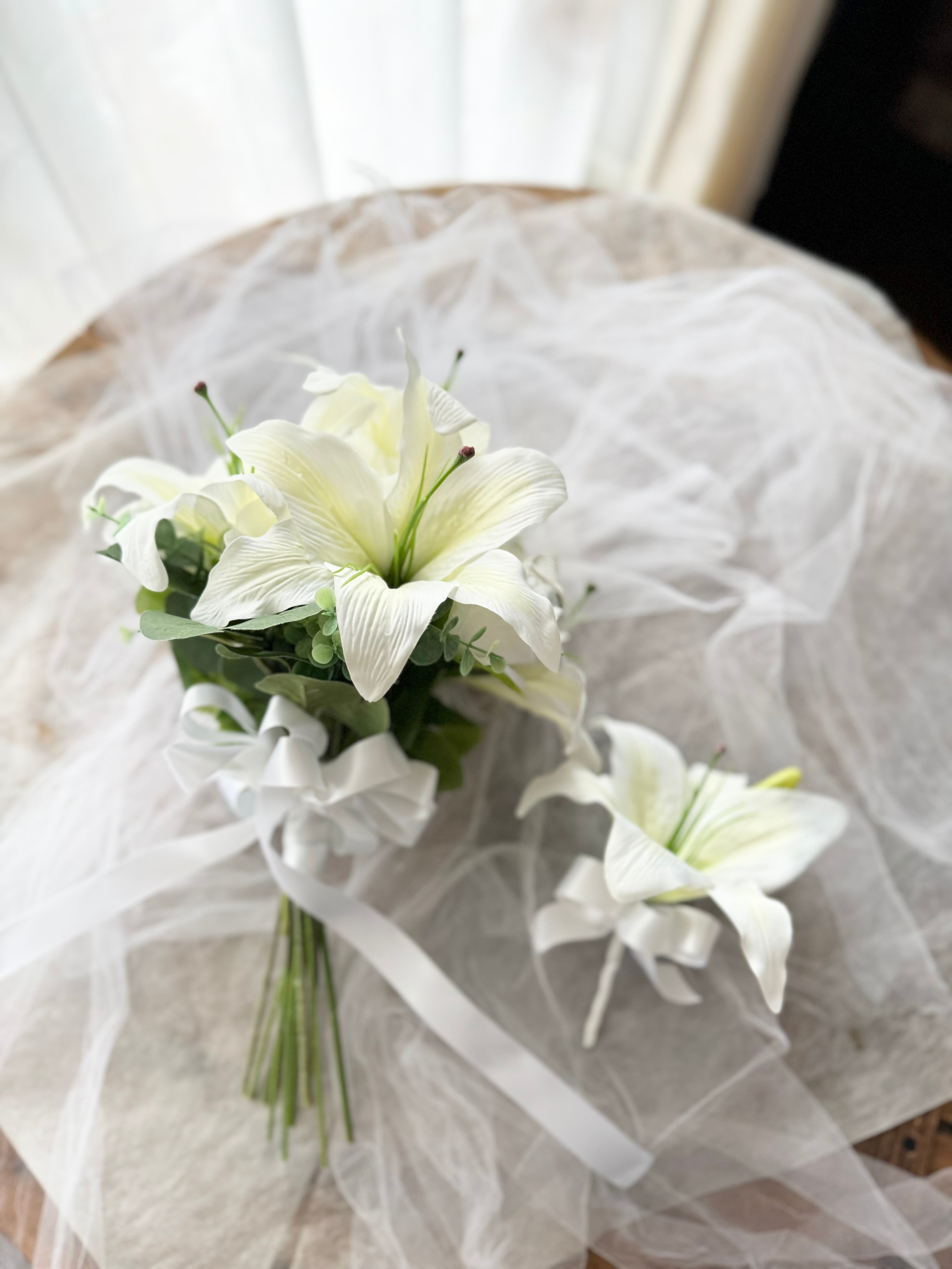 リストブーケ&ブートニア（アーティフィシャルフラワー） ウェディング 前撮り フラワーブーケ&ブートニア 特別価格