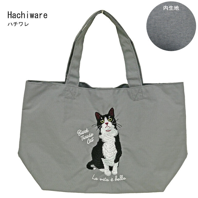 polkapolka　アニマル刺繍 　トートバッグ　ハチワレ