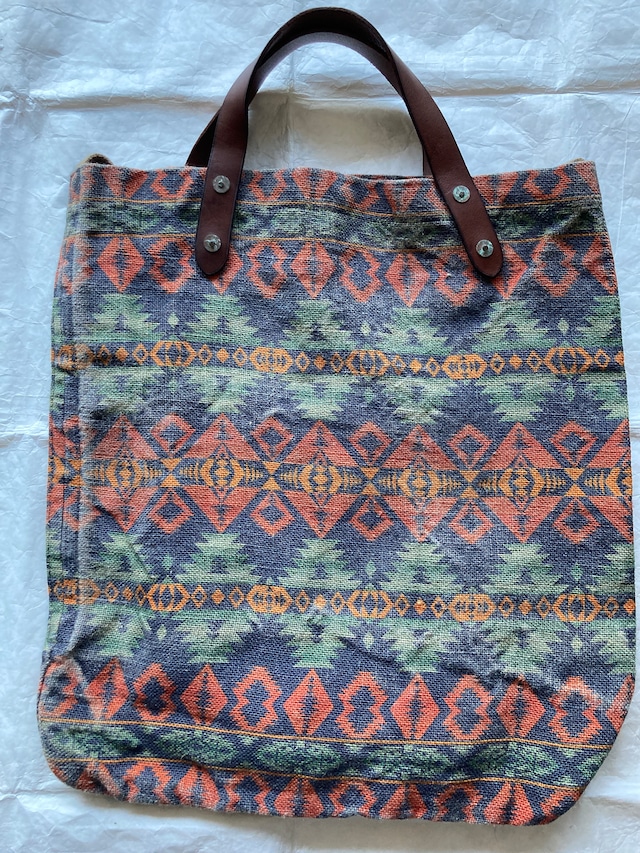 Double RL RRL ダブルアールエル トートバッグ ジュートキャンバス レザー 古着 画像2
