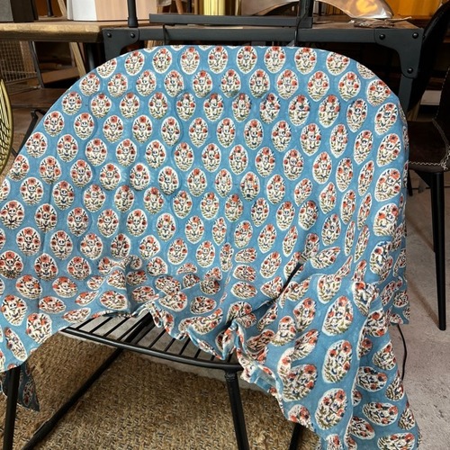 MULTI CLOTH Amabile Block Print 　マルチクロス アマービレブロックプリント　　ボタニカル　　マルチカバー　　テーブルクロス　　ソファーカバー　ベッドカバー　ブルー　cloth　Blue