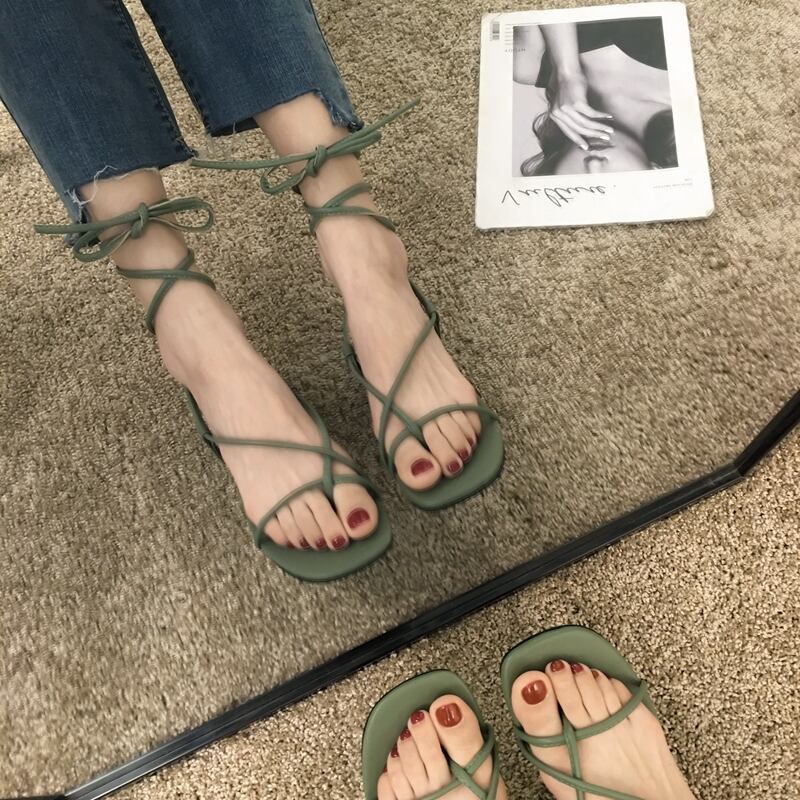 サンダルレディースサマースタイルストラップ 靴 シューズ レース 夏物 フェイクシューズ6863650