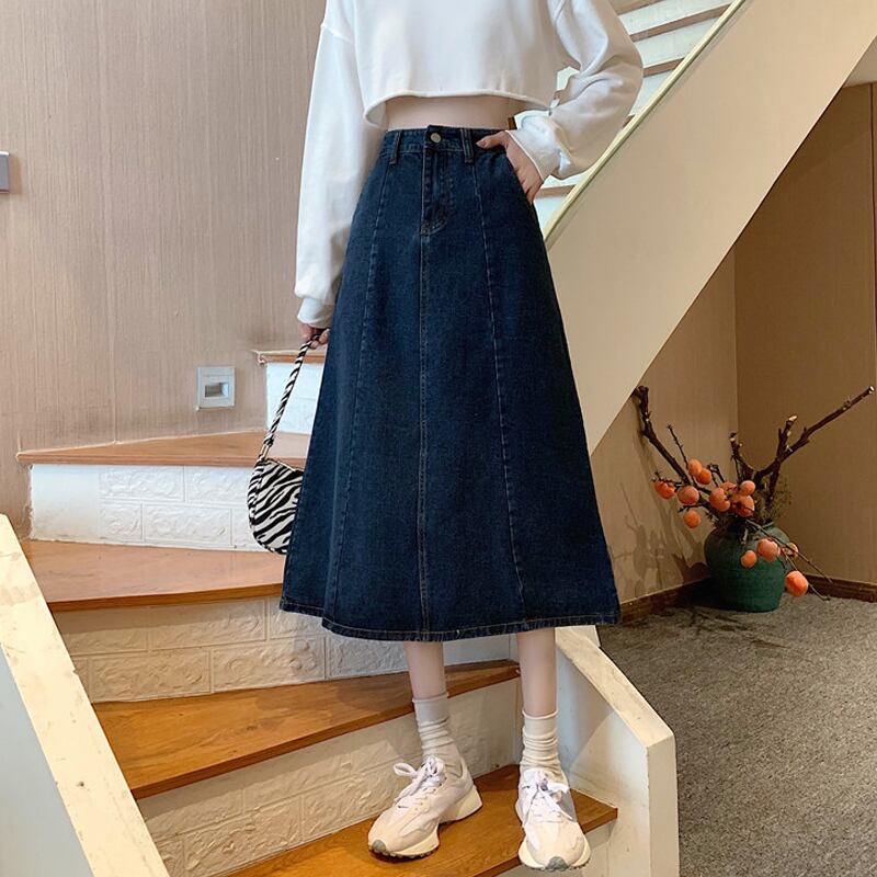 スタンダードスカート サマーハイウェストウェスト薄手Aラインロング レトロ 夏物 試着室16142244536