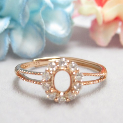 アウトレット5×4㎜  CZフレーム  ダブルライン  S925  リング台   PG