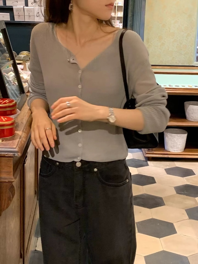 (OUNCE) lily square rib cardigan / 3color