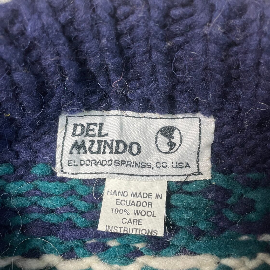 ヴィンテージ DEL MUNDO エクアドルニットセーター 総柄ニット メンズ 