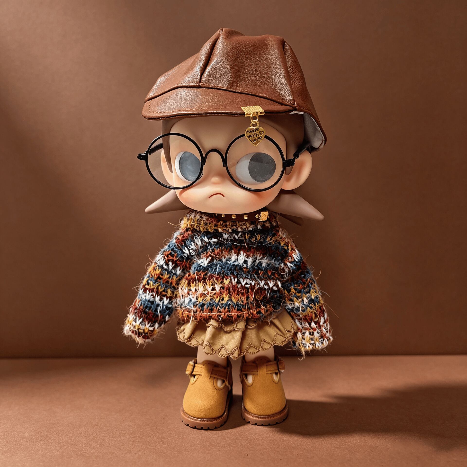 専用　モンストドール　ウマ耳ニットキャップ　パーカー　ハンドメイド Zsiga&1/8人形用 おしゃれ ニットセーター+スカート+帽子+メガネ+