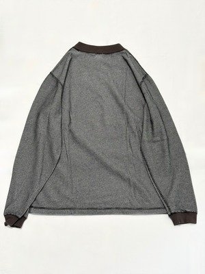 LOOP&WEFT・DOUBLE FACE VINTAGE PINSTRIPE RIB KNIT L/S MOCK NECK・ナイトブラック