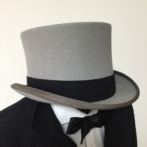 Vintage Ascot Fur Felt Grey Top Hat by Christys Hats