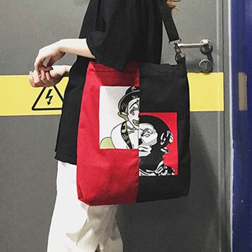 ピエロ キャンパス バッグ ショルダー 黒/赤 トートバッグ