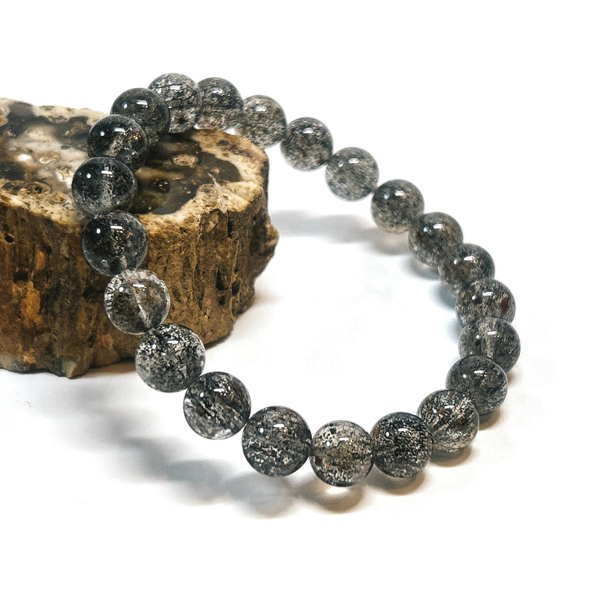 E101512】ブラックスーパーセブン 9㎜ ブレスレット アメシスト レピ