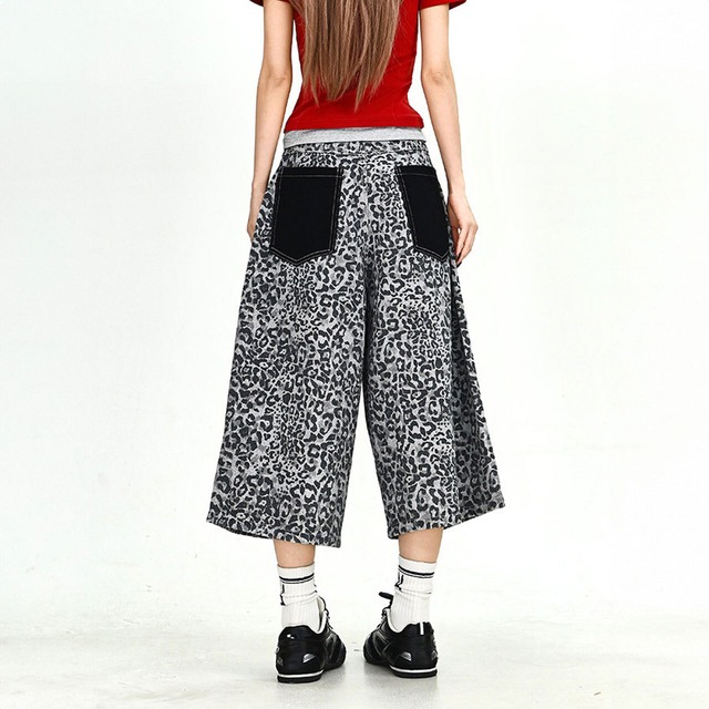 レオパードパターンパッチポケットクロップドパンツ 2col   R02171