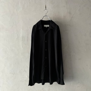-SMASH- open collar rayon shirt Black