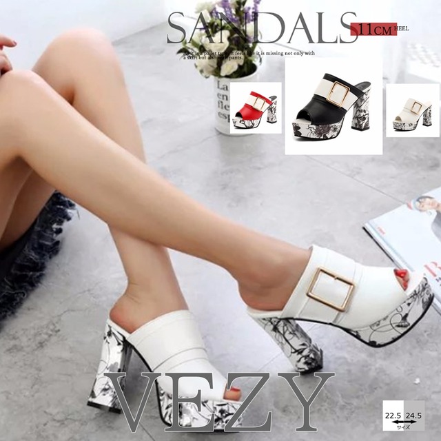 厚底 ミュールサンダル チャンキーヒール 韓国風 オープントゥ サンダル 太ヒール サマーサンダル ハイヒール靴 痛くない リゾートサンダル 安定感 靴 shoes シューズ ベジー VEZY ItemNo.【15763187 】