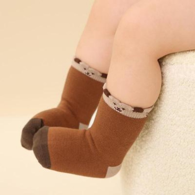 【即納】クマちゃんモチーフのクルーソックス 5足セット