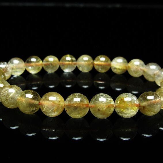 ルチルクォーツ ブレスレット 8mm タイチンルチルクォーツ タイチンルチル 一点物 メール便可 [M便 1/10] 111-49054