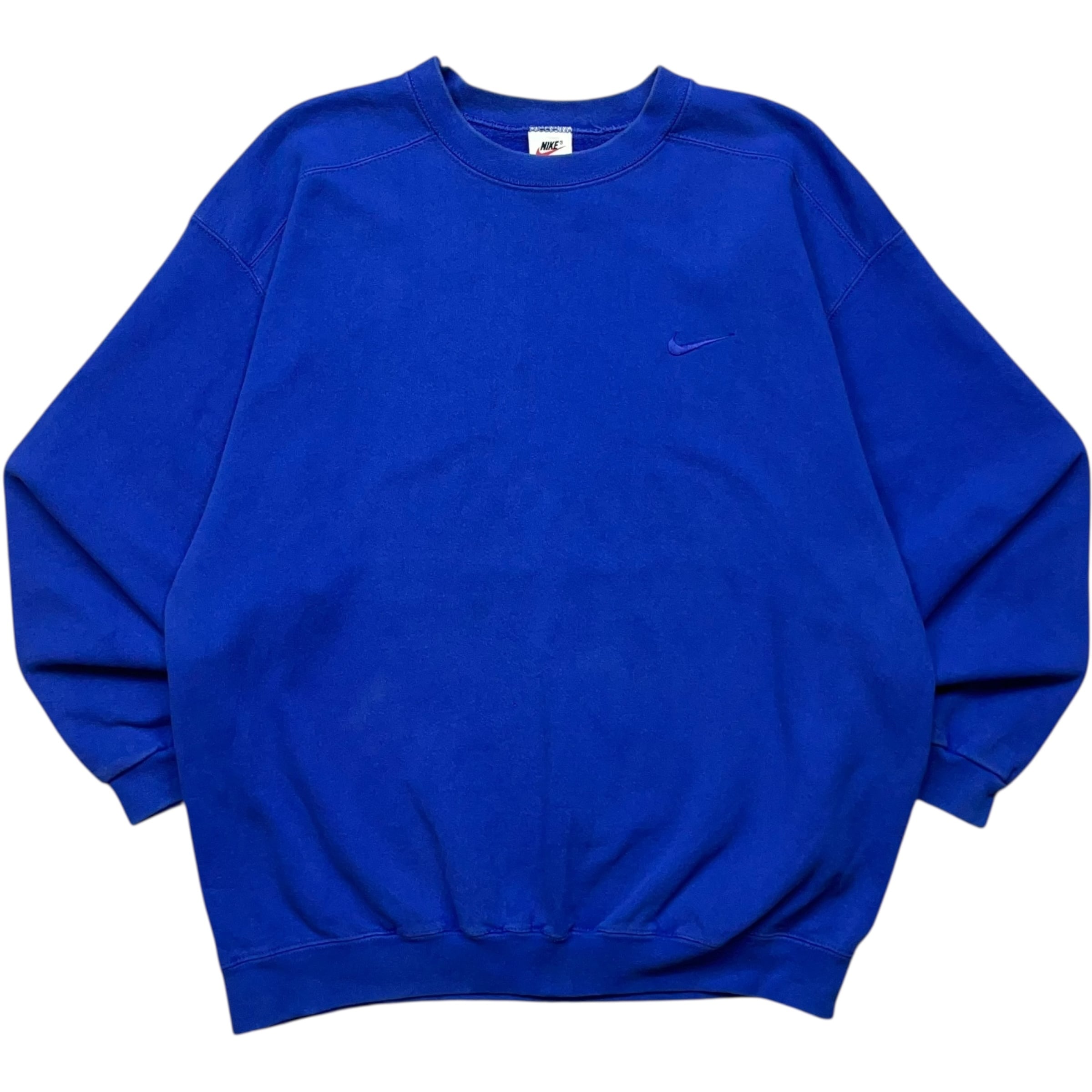 《L》 NIKE ナイキ スウェット スウッシュ ワンポイント ロゴ ブルー USA製 90年代 vintage no.8877