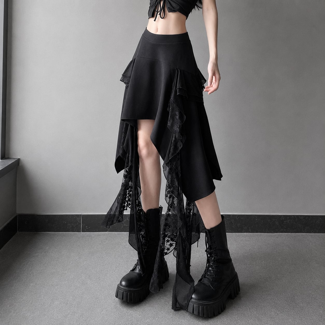 double ruffle lace skirt / l0734
