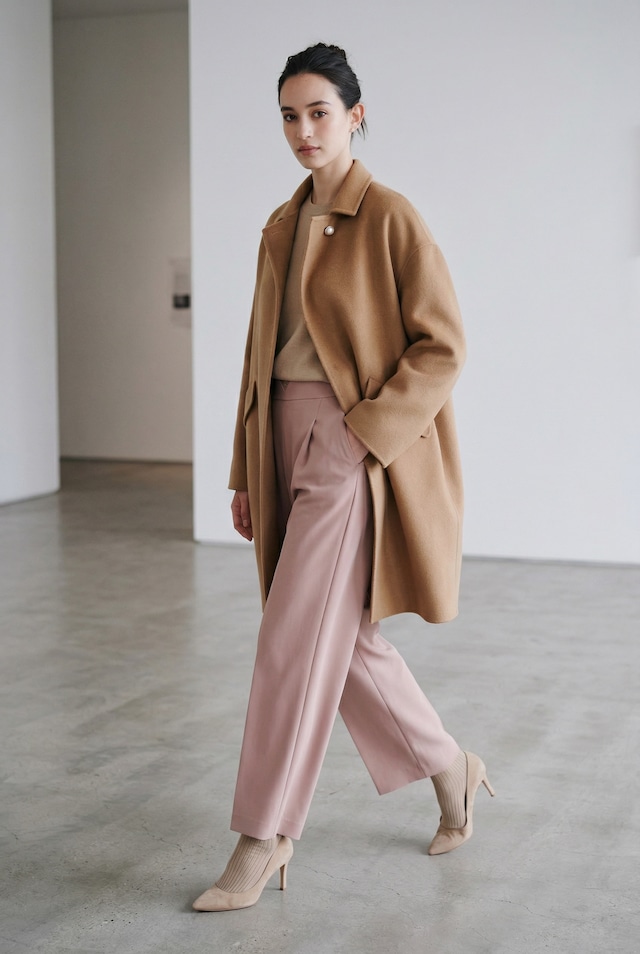 WOOL CASHMERE PEARL COAT CAMEL