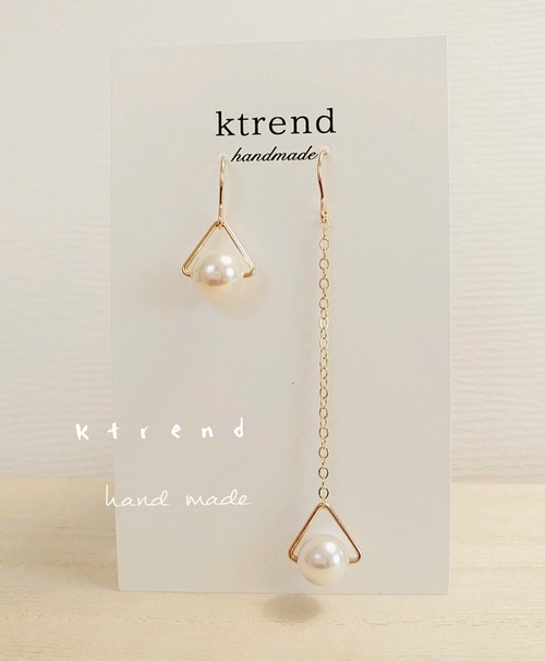 [14kgf]Pearl&Triangle ピアス