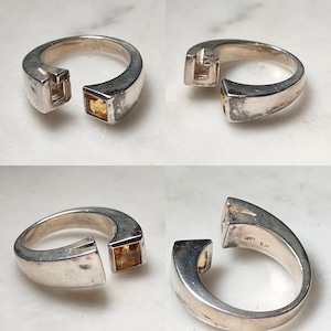 GUCCI silver serpent ring set with citrine