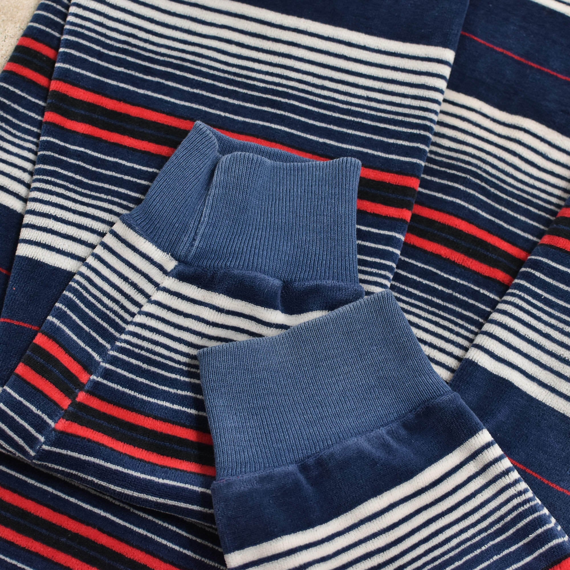 70s～ Vtg multi border velour polo shirt | 古着屋 grin days memory