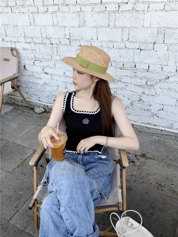 トップス キャミソール 白トップス ミニ丈 ショート丈 袖なし