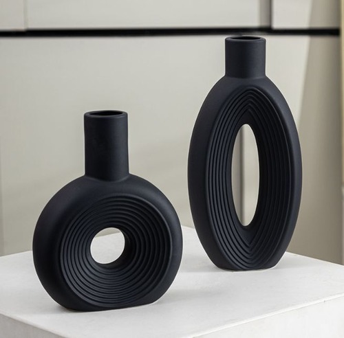 花瓶 陶器 ２個セット フラワーアレンジメント モダン フラワーベース 白い花瓶 黒い花瓶 アクセント装飾 ウェディング装飾 テーブルトップ装飾 リビングルーム装飾 ベッドルーム装飾