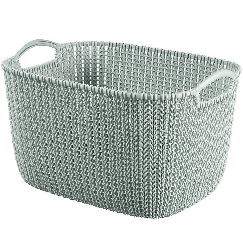 【人気】CURVER(カーバー) スクエアバスケット ブルー 19L Knit ニット収納 バスケット ランドリー ランドリーバスケット カゴ 洗濯カゴ おしゃれ 丈夫 北欧 リネンのような質感 環境にやさしい