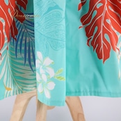 フラダンス 衣装 ツーピース セットアップ 上下セット パンドール ブルー系 Paondor 日本製 ホルターネック プルメリア柄 ハイビスカス柄 モンステラ柄 かわいい 華やか 鮮やか 明るい カラフル 水色 赤 ハワイアン アロハ ハワイアンプリント フラ