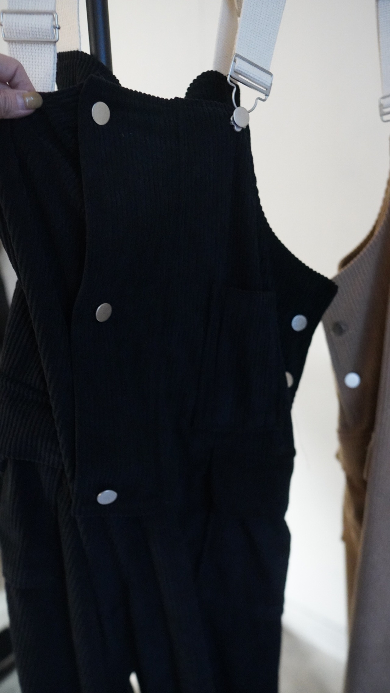 bi-color corduroy サロペット/Black