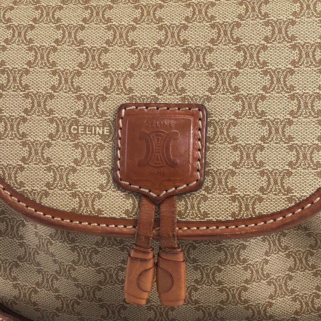 CELINE セリーヌ マカダム ショルダーバッグ ベージュ タッセル PVC