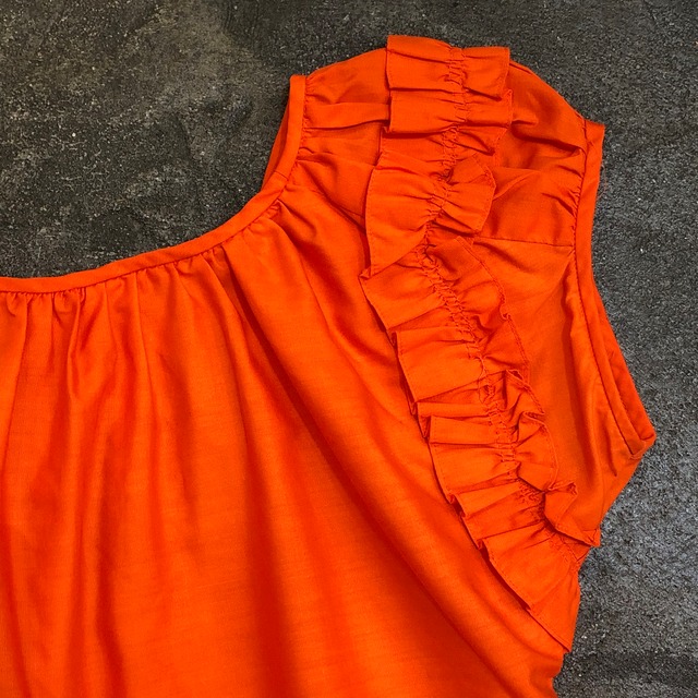 50's frill sholder blood orange blouse