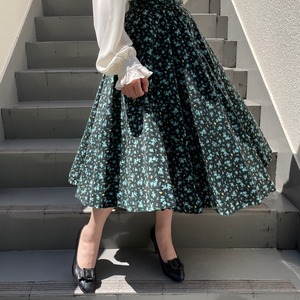 50's blue flower circular skirt with petticoat