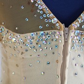 【社交ダンス衣装】ブラウン ATELIER HIROKO YAMGUCHI ワンピース ドレス 茶色 ベージュ フロート 花柄 明るい デモ 競技用