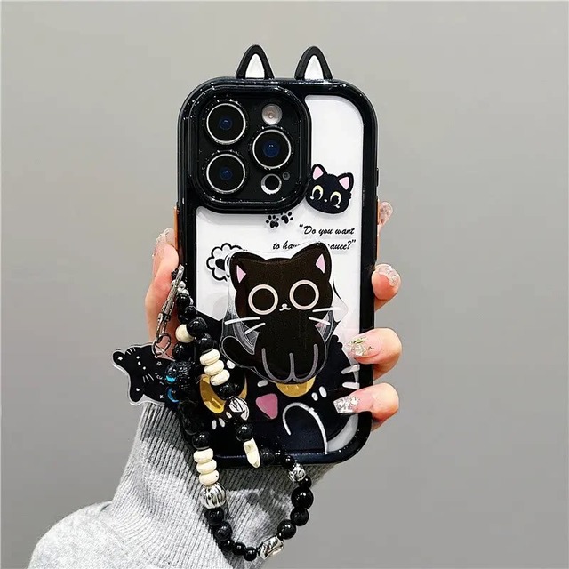 【PINSHUシリーズ】★携帯ケース★ 飾り物付き アイホン iPhone17 iPhone16 iPhone15 iPhone14 iPhone13/12/11 猫 猫柄