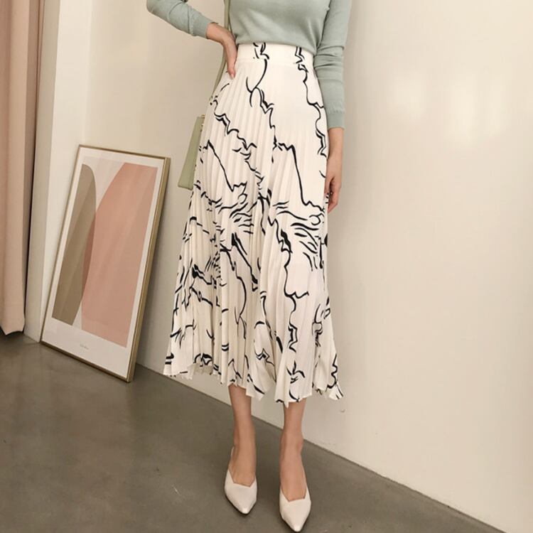 2color レディース スカート ロングスカート 膝下 ロング丈 ロング ミモレ丈 ミモレ マキシ マキシ丈 プリーツ プリーツスカート デザイン デザイン柄 シック フェミニン カジュアル 大人カジュアル スタイリッシュ 華やか きれいめ キレイめ エレガント おしゃれ オシャレ お洒落 春夏