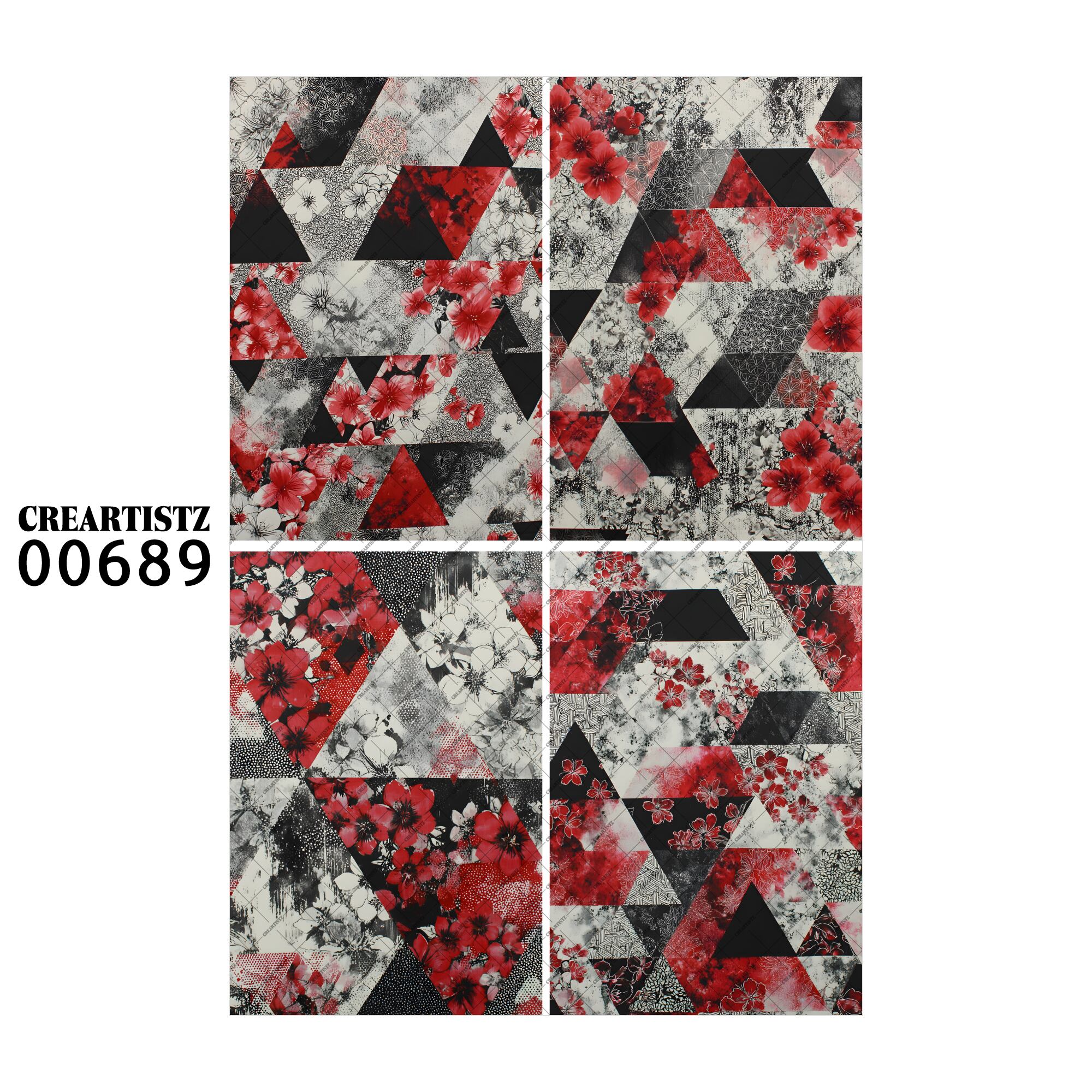 00689 背景 コラージュ素材 オリジナル 12枚セット (4種類×3枚) ペーパー/ステッカー CREARTISTZ