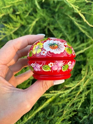 ペトリキウカ塗り　木製ジュエリーボックス（ホメンコ作）ウクライナ製