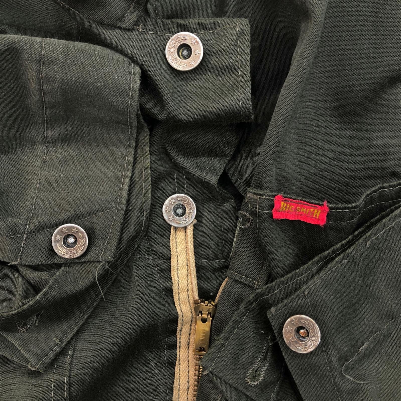 BIG SMITH デニム ツナギ オールインワン32 BIG SMITH ビッグスミス 70年代 USA製 黒タグ 三角タグ 月桂樹ボタン