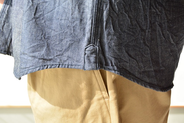 リネン RINEN 6オンスノットインディゴデニム レギュラーカラーシャツ(38050)ネイビー(05)【レターパックプラス可】